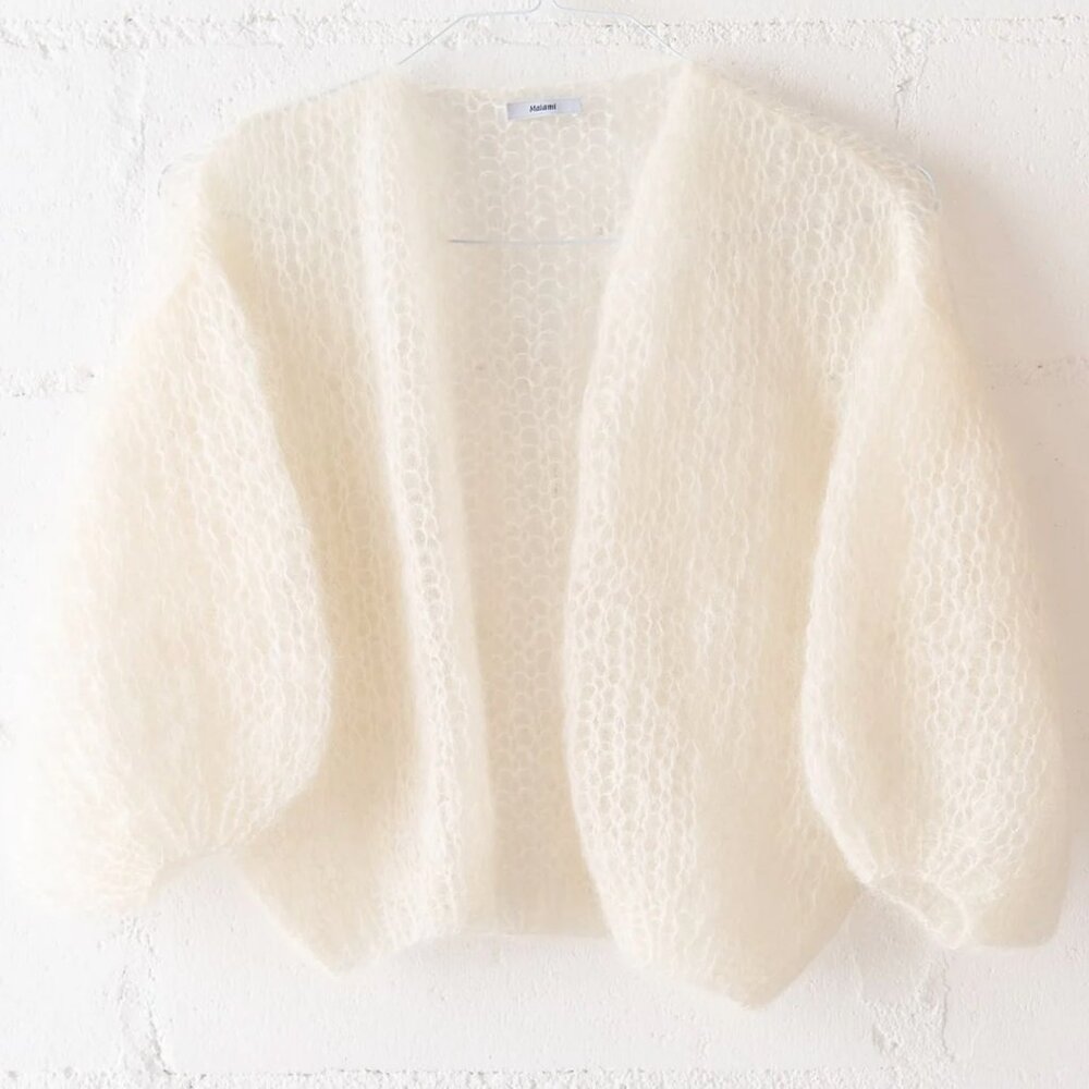 Maiami mohair light bomber cardigan in creme -- size S never worn
